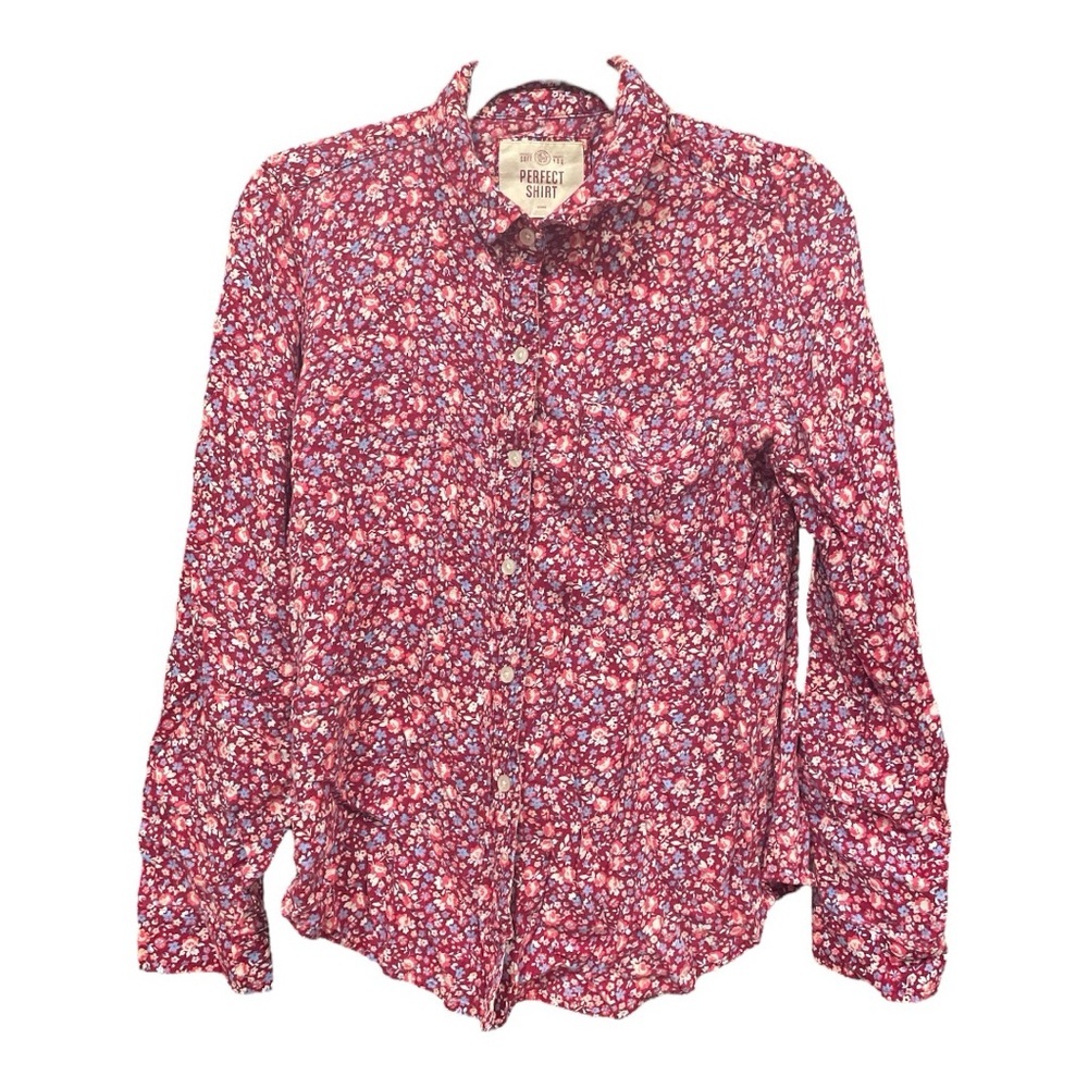So Perfect Shirt Button Up in bright floral. Size L. A 7
